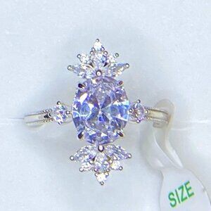 925 Solid Sterling Silver Diamond CZ Ring Size 8